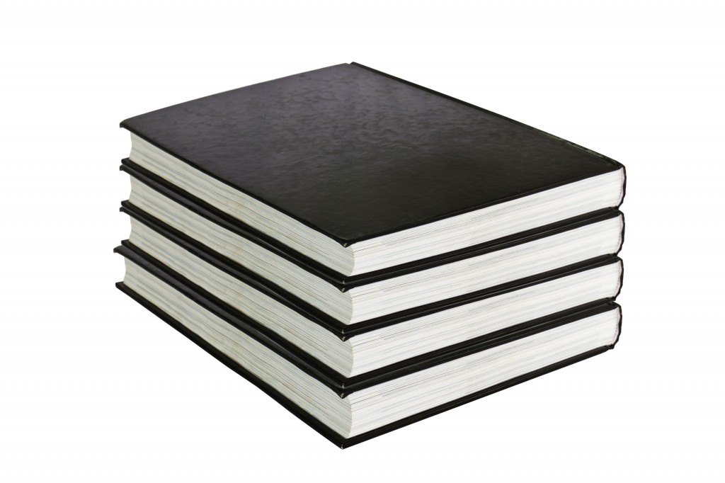 black book in row isolated